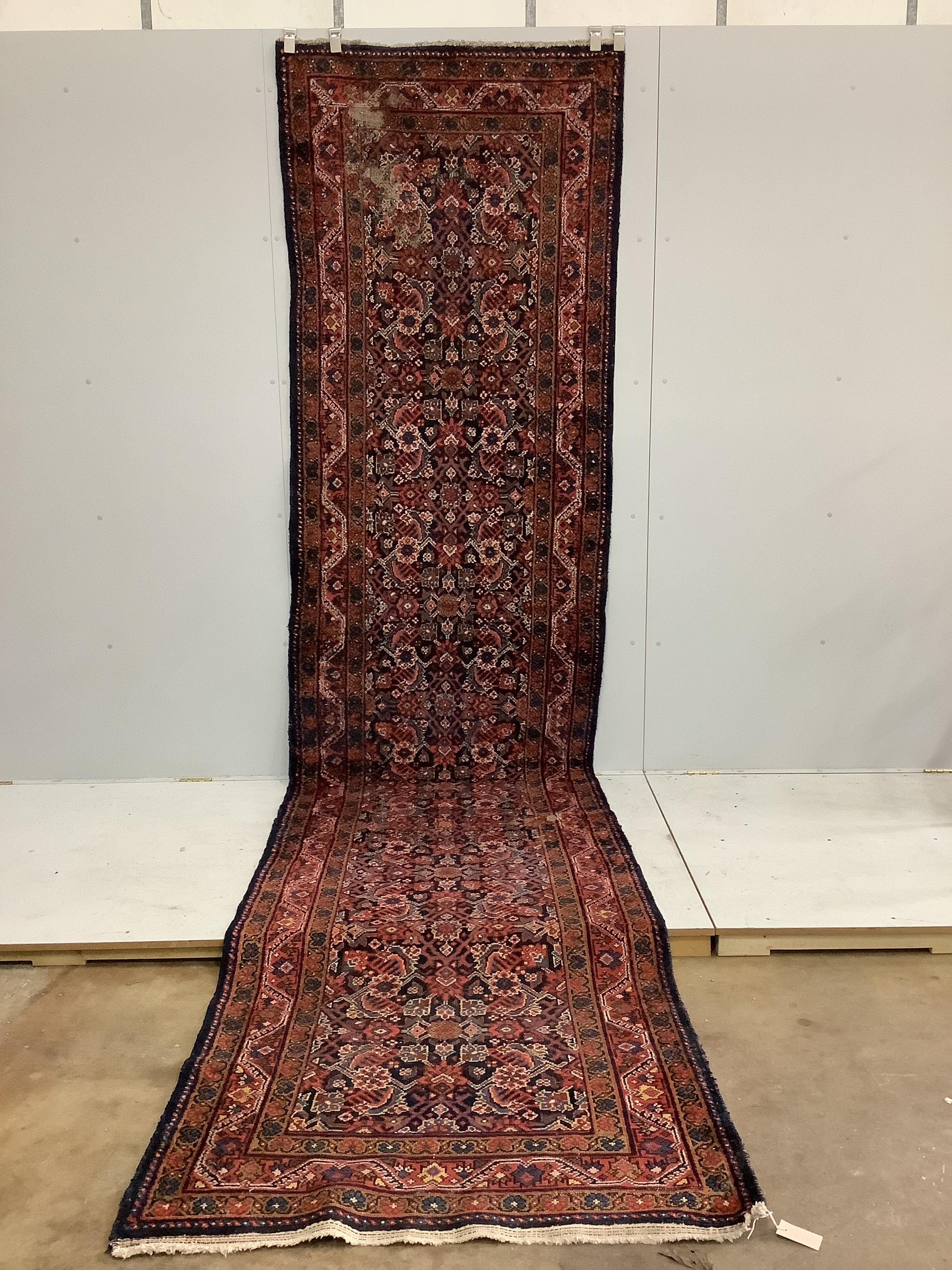 A North West Persian blue ground runner, 450 x 110cm